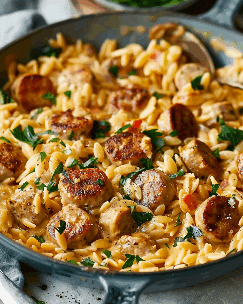 Creamy Chicken Sausage Orzo