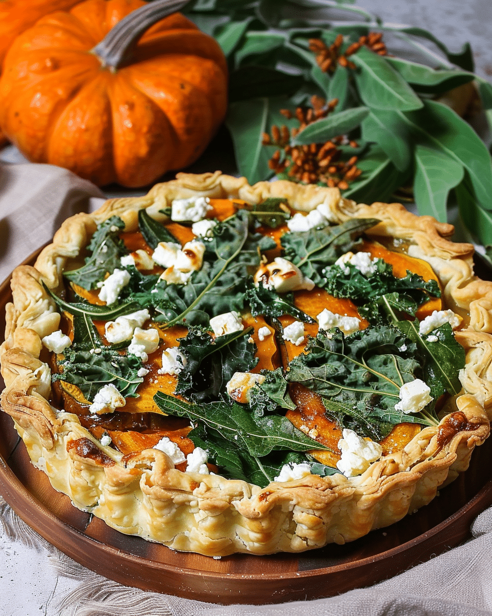 Butternut Squash, Goat Cheese, and Kale Tart