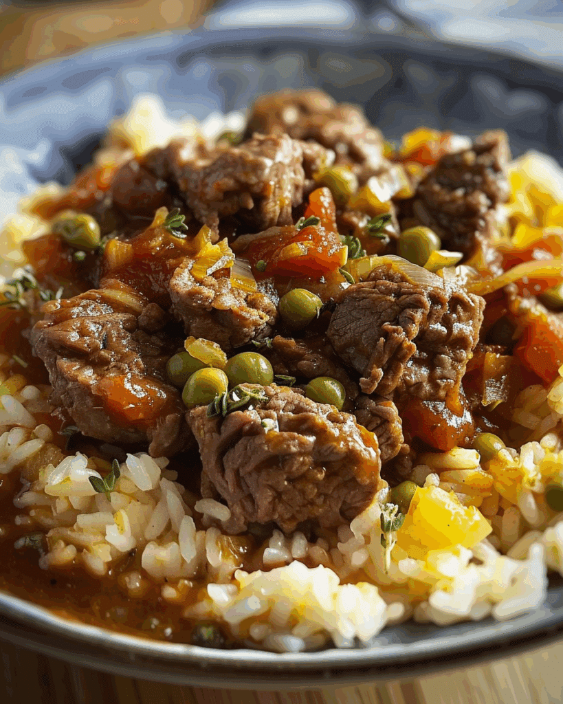 Hearty Beef Skillet with Rice and Vegetables