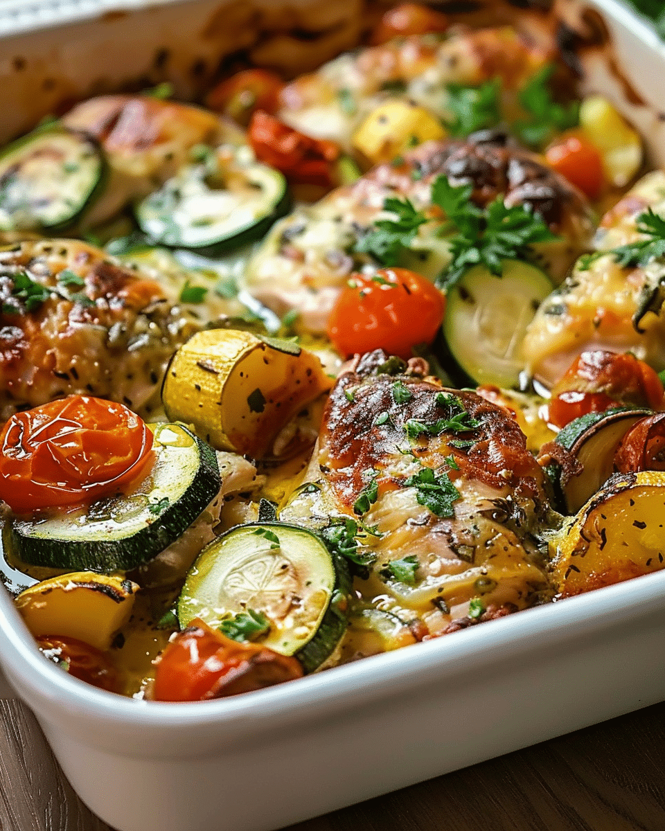 Mediterranean Chicken Zucchini Bake 