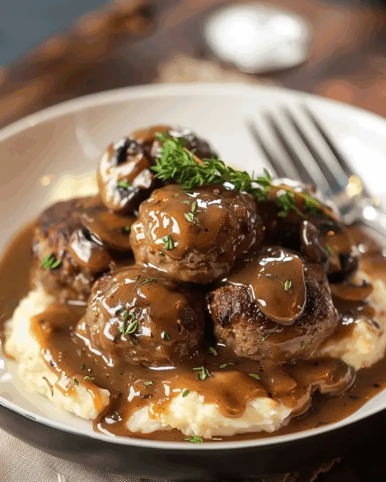 Savory Salisbury Steak Meatballs with Mushroom Gravy