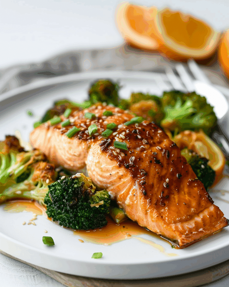 Sheet Pan Orange Ginger Salmon with Broccoli