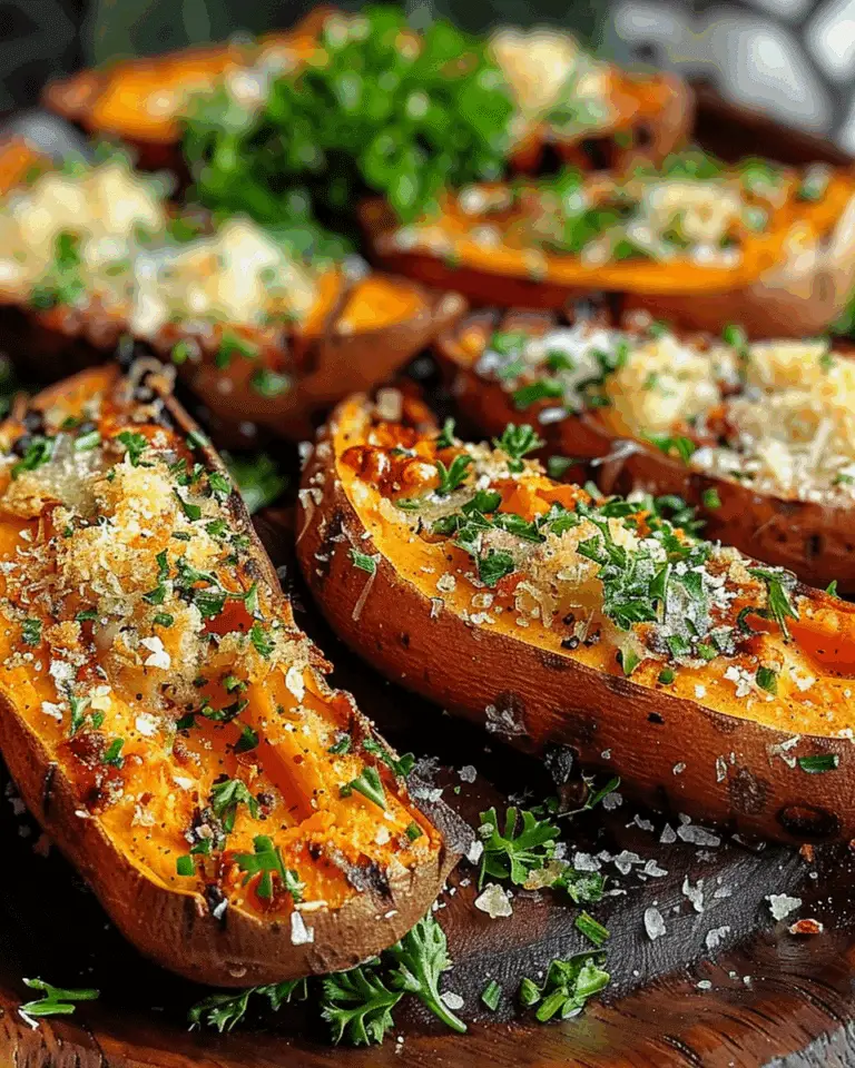 Garlic Parmesan Sweet Potato Wedges