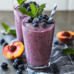 Summery Blueberry Peach Smoothie With Greek Yogurt