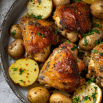 Roasted Mediterranean Chicken Thighs & Baby Potatoes