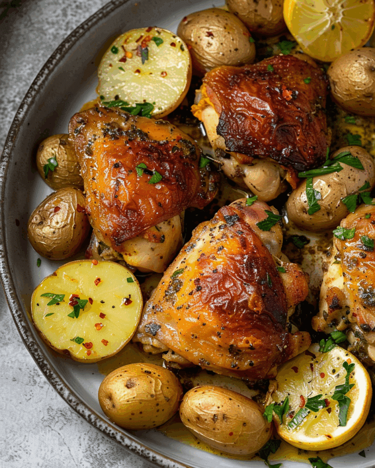 Roasted Mediterranean Chicken Thighs & Baby Potatoes