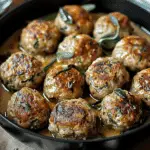 Savory Turkey Meatballs with Sage Gravy