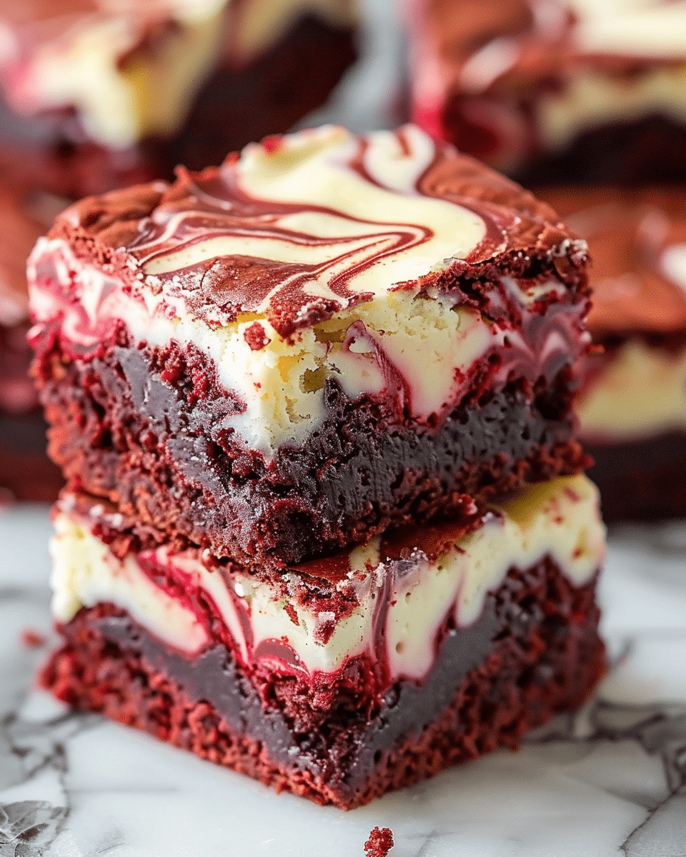 Decadent Red Velvet Cheesecake Swirl Brownies