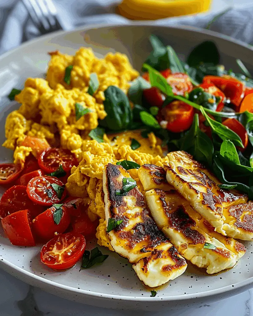 Halloumi and Scrambled Egg Power Plate