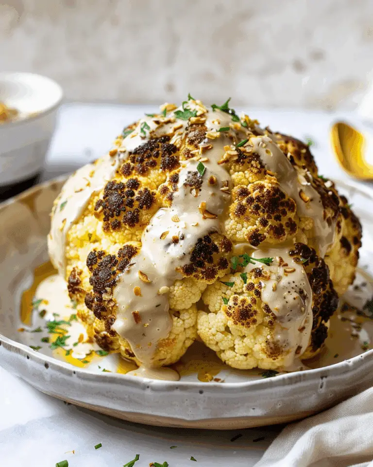 Whole Roasted Cauliflower with Tahini Sauce