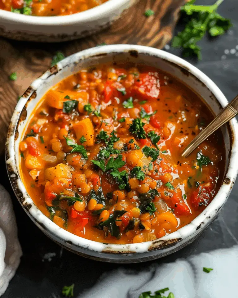 Roasted Garlic Vegetable Stew with Red Lentils and Tomatoes
