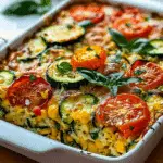 Cheesy Zucchini Corn Tomato Bake with Parmesan Crust