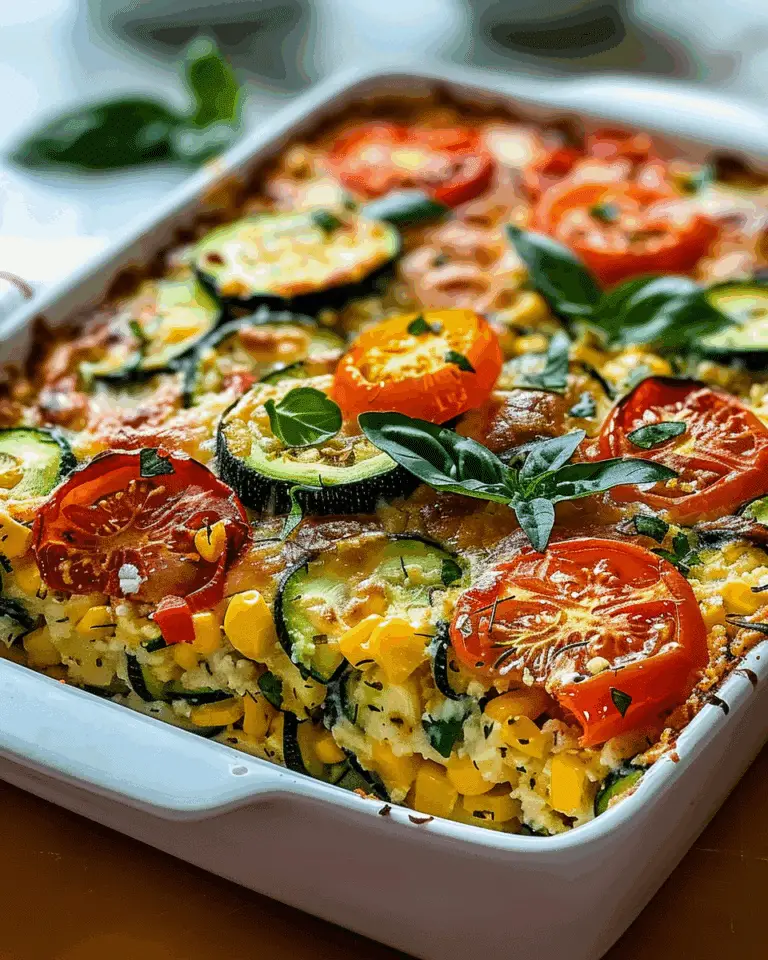 Cheesy Zucchini Corn Tomato Bake with Parmesan Crust