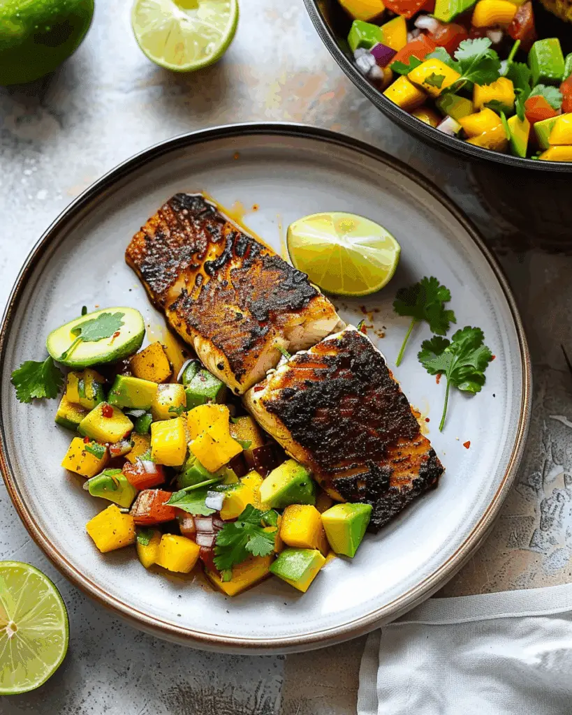 Blackened Fish with Mango Avocado Salsa