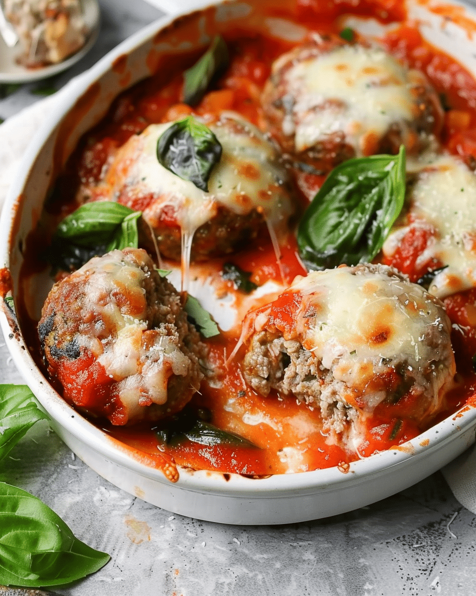 Tender Cheese-Stuffed Baked Meatballs