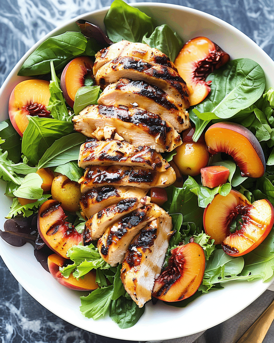 Easy Maple Grilled Chicken Salad with Peaches