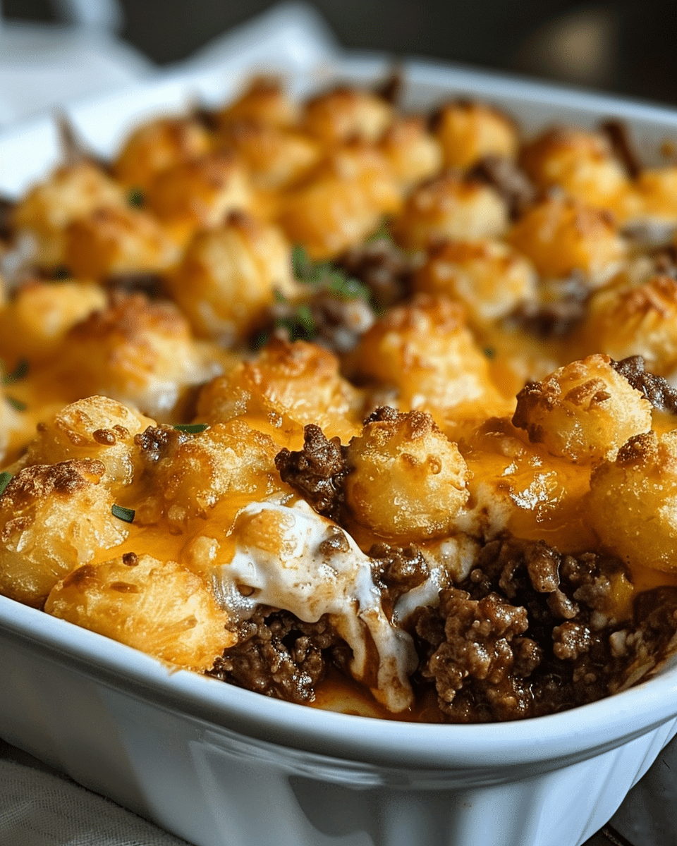 Tater Tot Casserole with Ground Beef