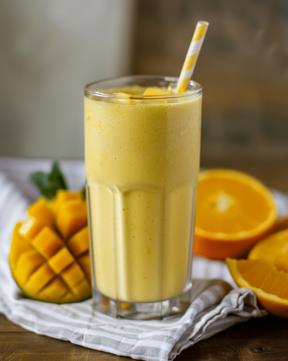 Healthy Mango Orange Smoothie With Yogurt