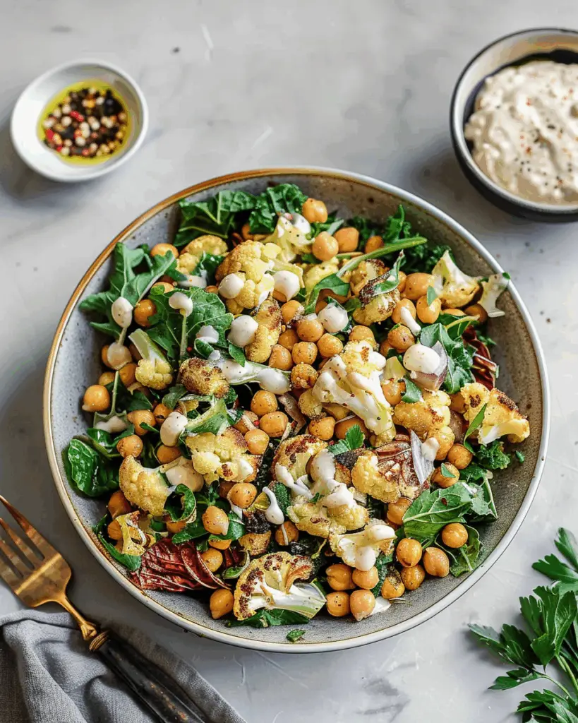 Roasted Cauliflower Chickpea Salad