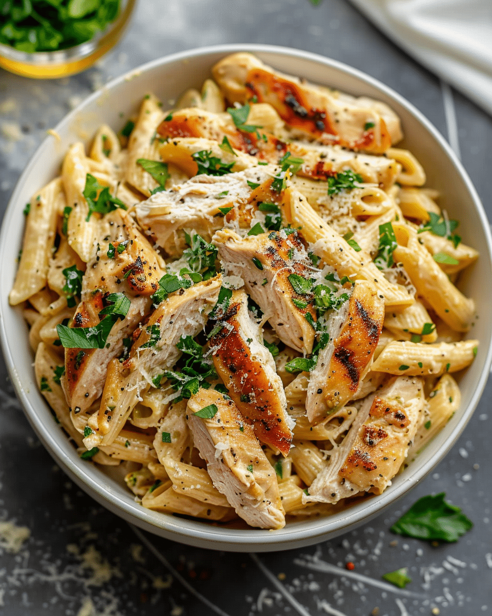 Healthy Garlic Parmesan Chicken Pasta