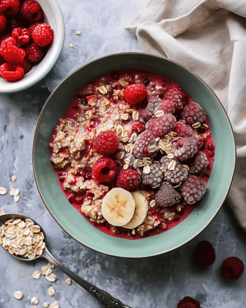 Simple, Healthy Raspberry Oatmeal Porridge