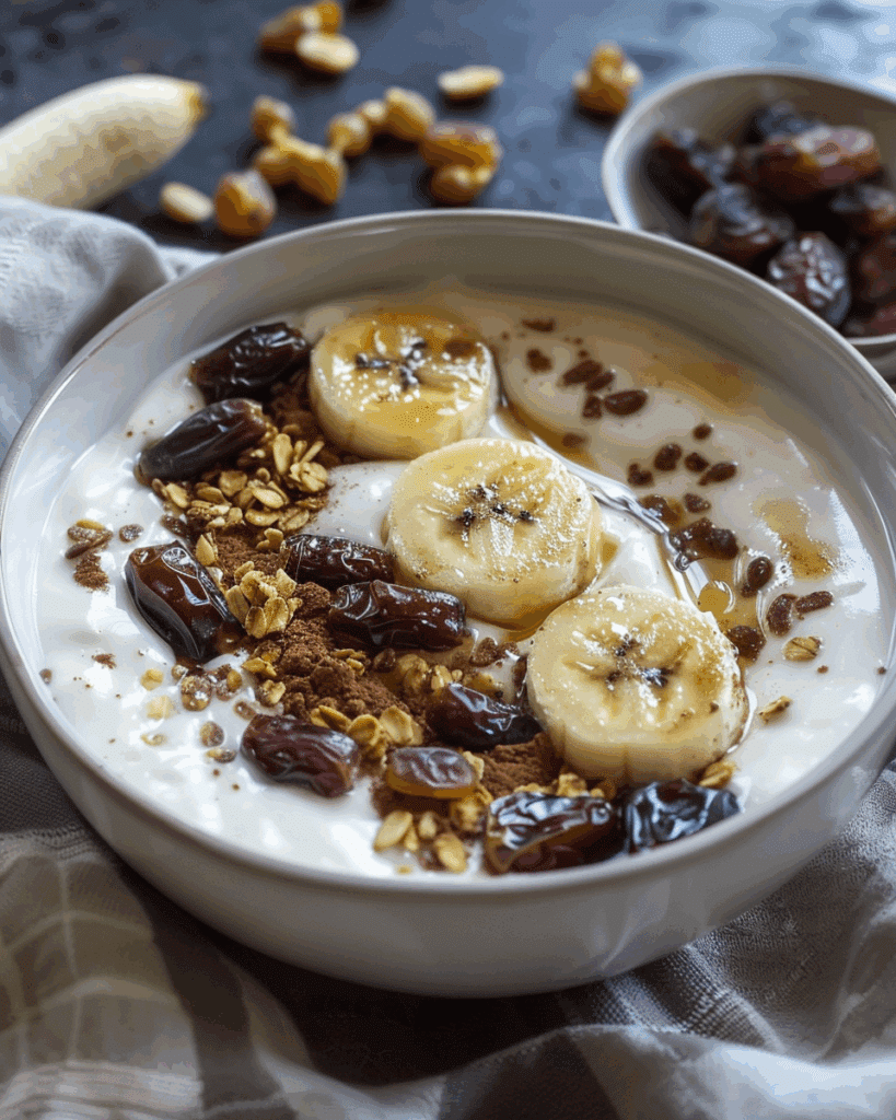 Easy Caramelized Bananas & Dates Yogurt Bowl