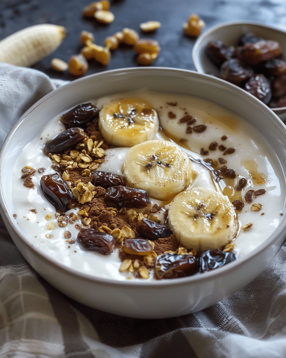 Easy Caramelized Bananas & Dates Yogurt Bowl