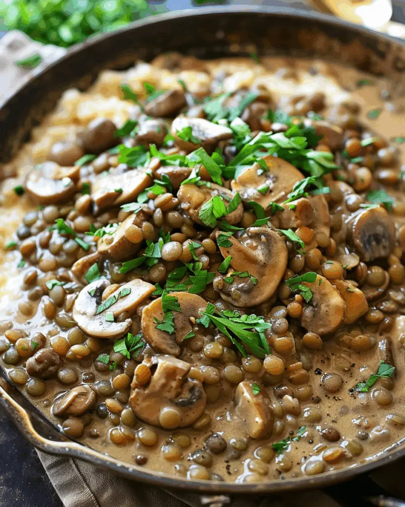 Lentil Mushroom Stroganoff