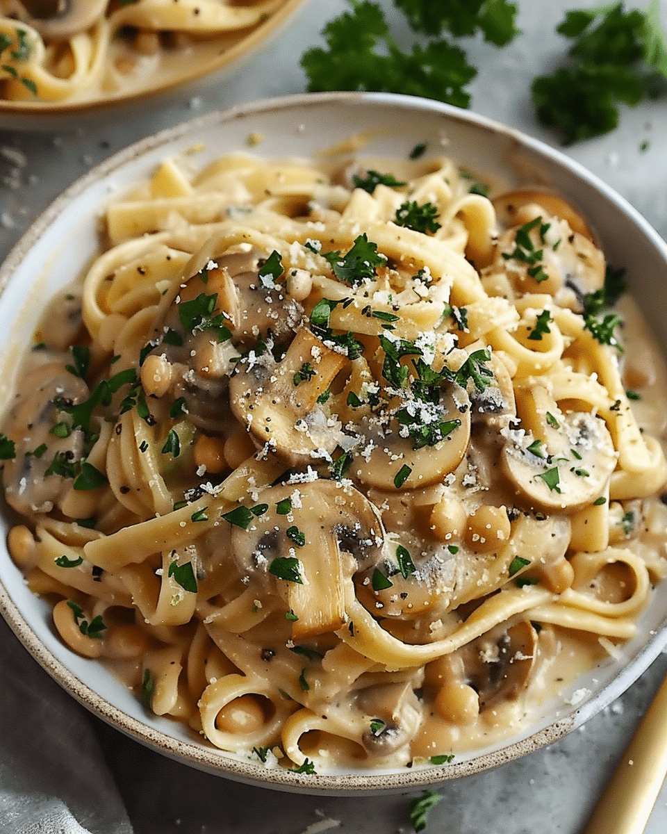 Mushroom White Bean Pasta