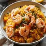Cheesy Butternut Squash Rice With Shrimp