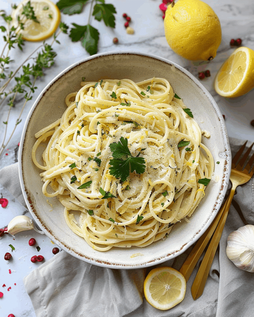 Easy Creamy Lemon Garlic Pasta