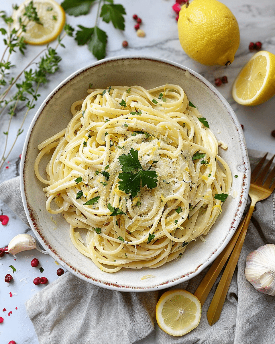 Easy Creamy Lemon Garlic Pasta