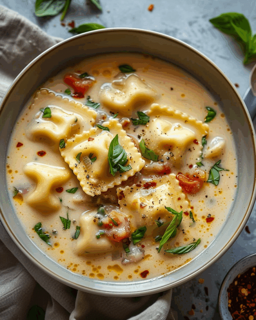 One Oven Ravioli Soup