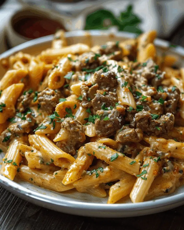Creamy Velveeta Penne Pasta with Cajun Beef Alfredo Sauce
