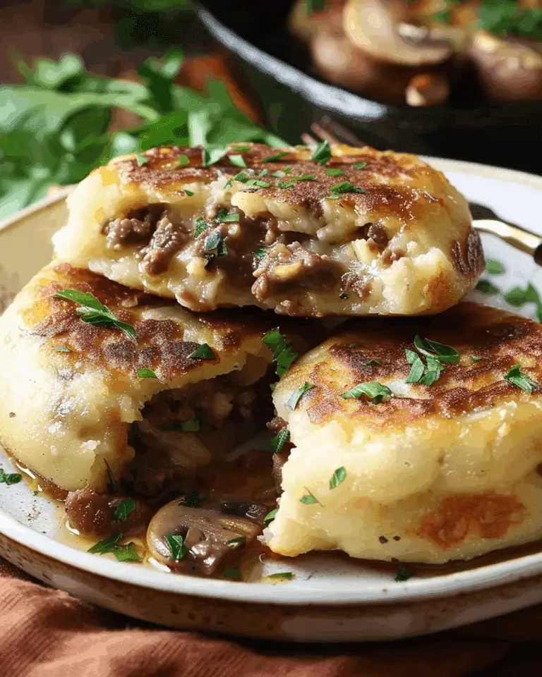 Stuffed Potato Cakes with Meat and Mushrooms