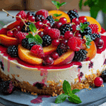 Summer Berry and Peach Cheesecake