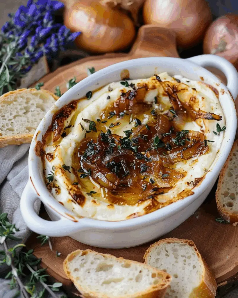 Baked Goat Cheese with Honey Caramelized Onions