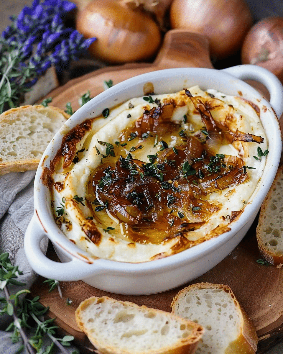 Baked Goat Cheese with Honey Caramelized Onions