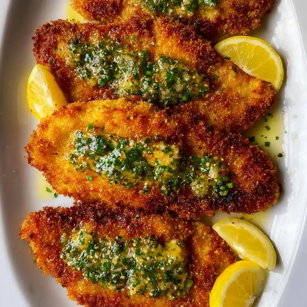 Crispy Lemon Chicken Cutlets with Salmoriglio Sauce Recipe - Recipe Image