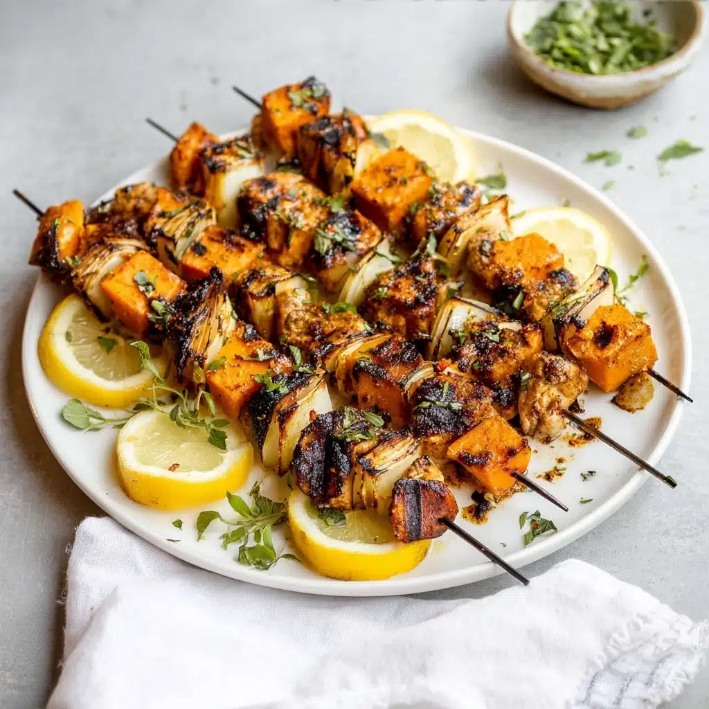 Spicy Honey Chicken and Sweet Potato Kebabs Recipe - Recipe Image