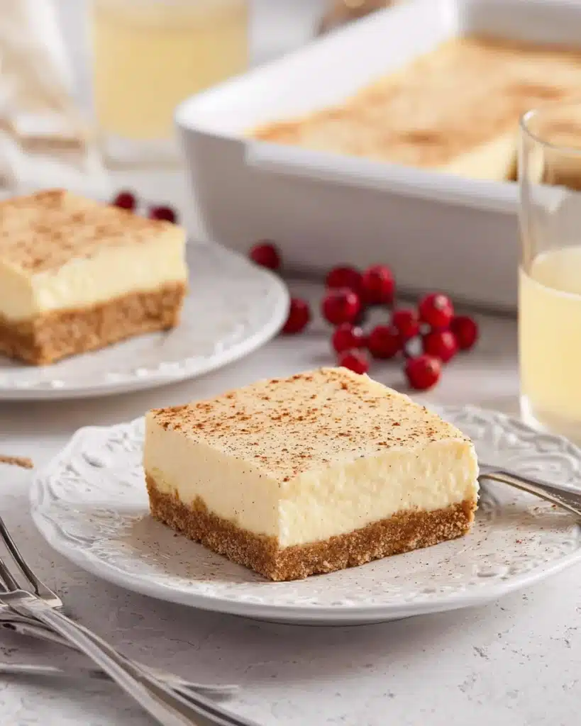 Eggnog Cheesecake Bars Recipe