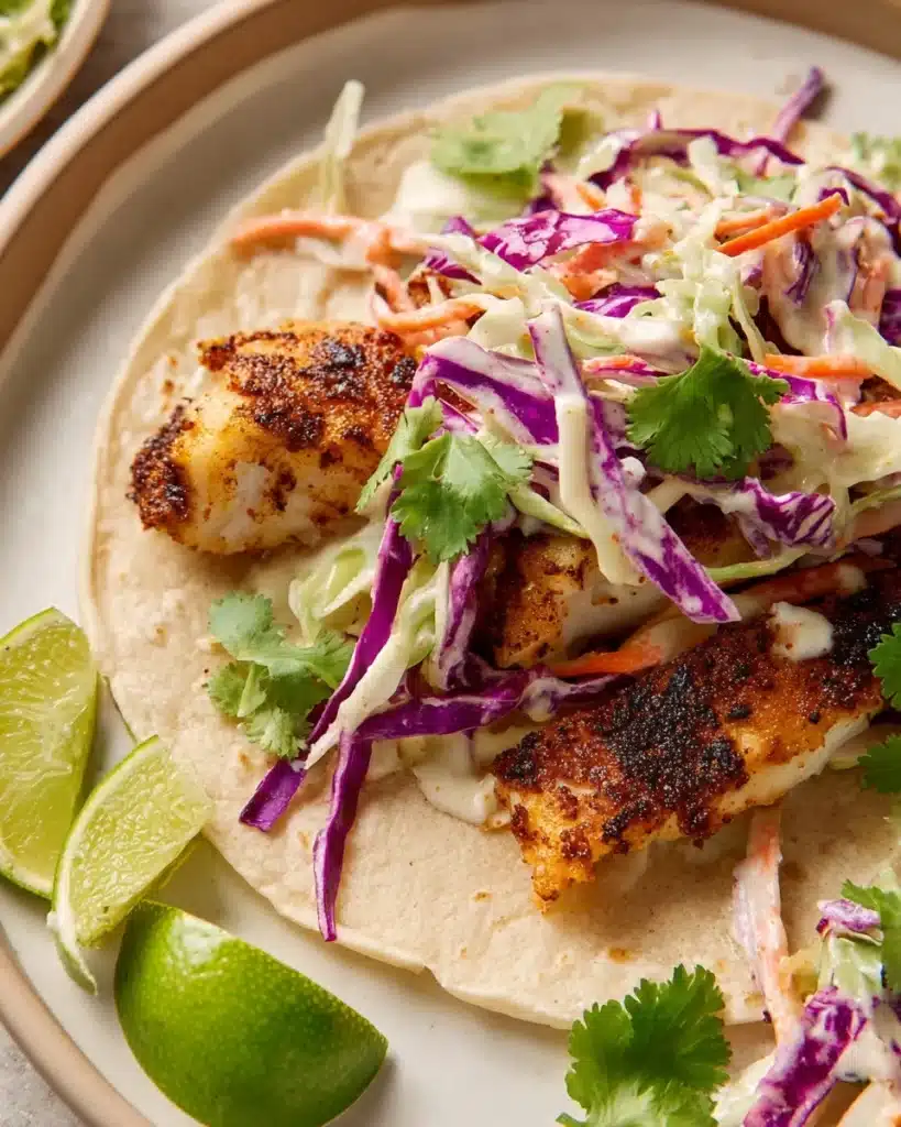 Air Fryer Fish Tacos with Cilantro Lime Slaw Recipe
