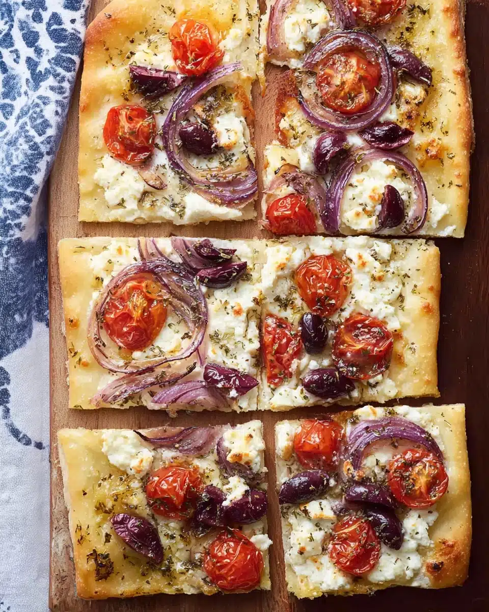 Greek pizza with feta cheese Recipe