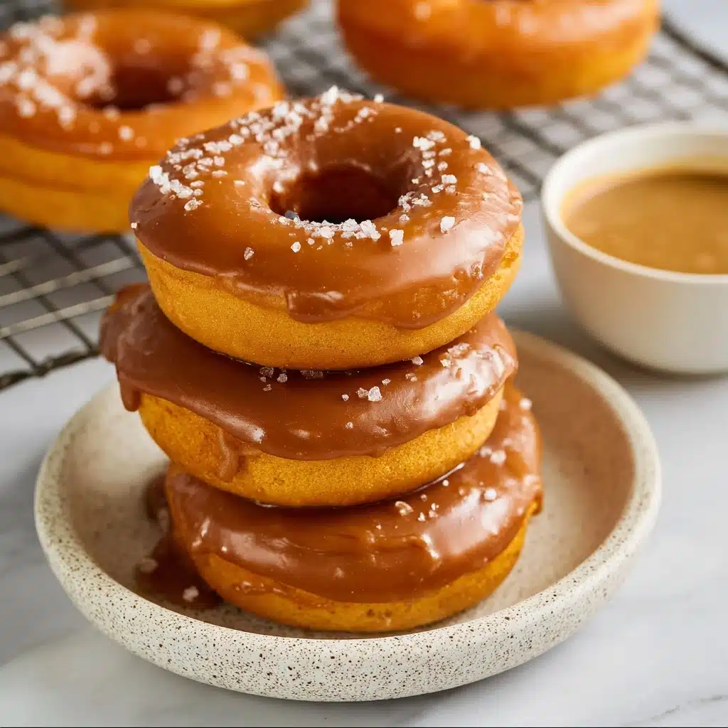 Vegan Pumpkin Donuts with Salted Caramel Glaze Recipe - Recipe Image
