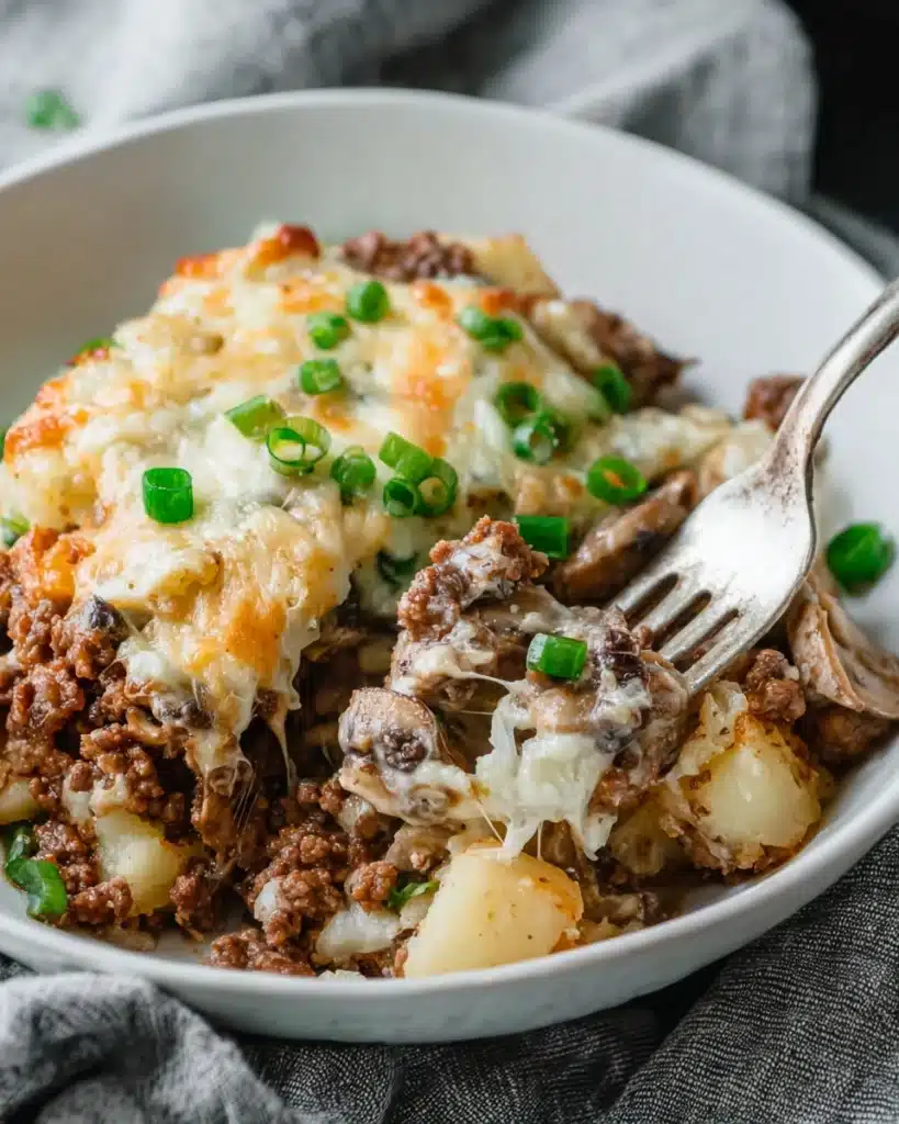 Mushroom Cheeseburger Casserole Recipe
