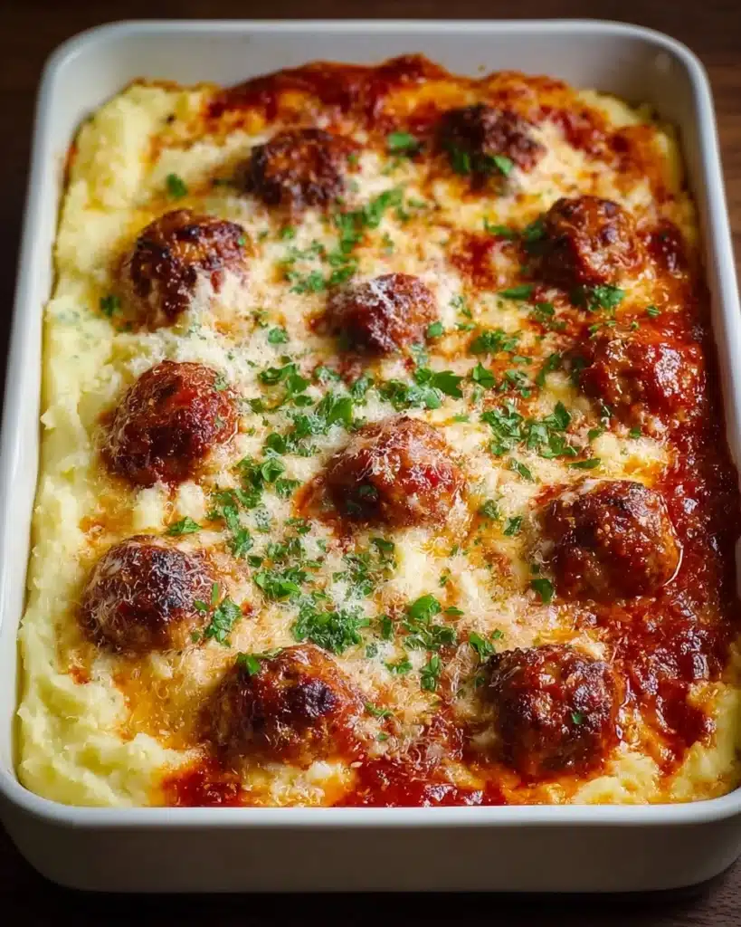 Meatball & Mashed Potato Bake Recipe