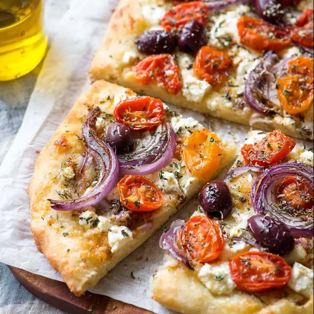 Greek pizza with feta cheese Recipe - Recipe Image