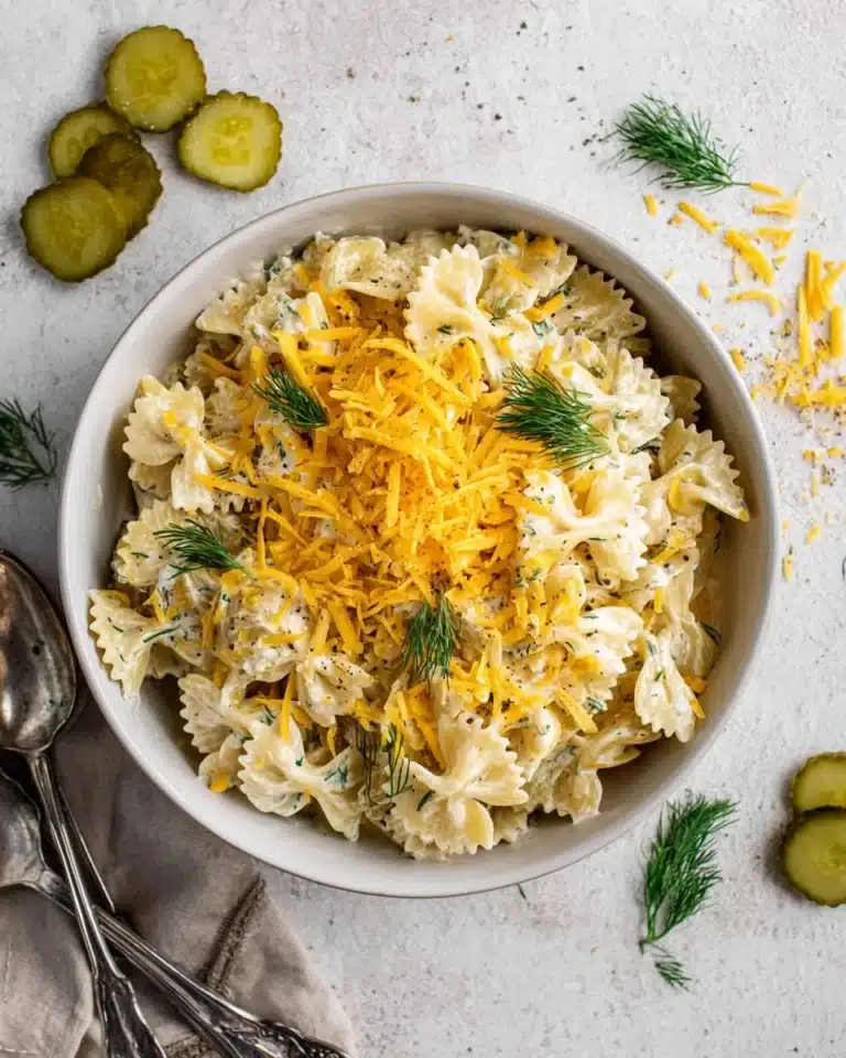 Cheddar & Dill Pickle Pasta Salad Recipe