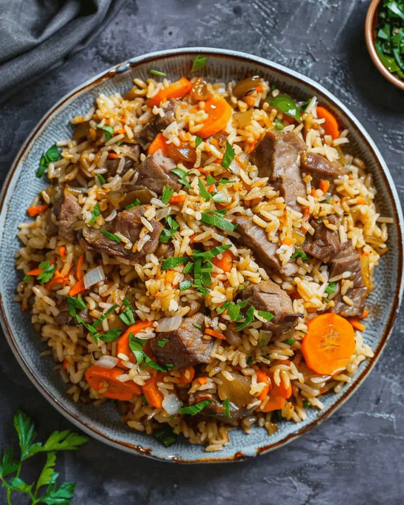 Classic Uzbek Plov with Lamb Meat