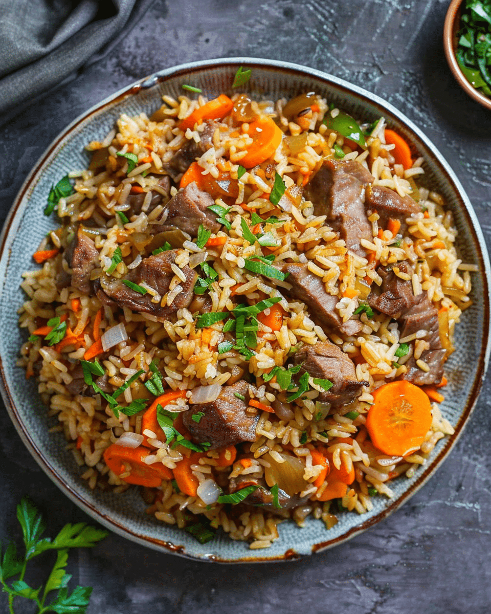 Classic Uzbek Plov with Lamb Meat